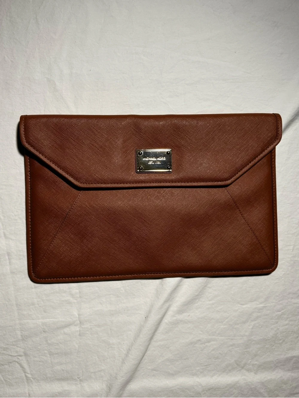 Michael Kors Brown Saffiano Leather Laptop Sleeve 11” 13” MacBook Air Tablet